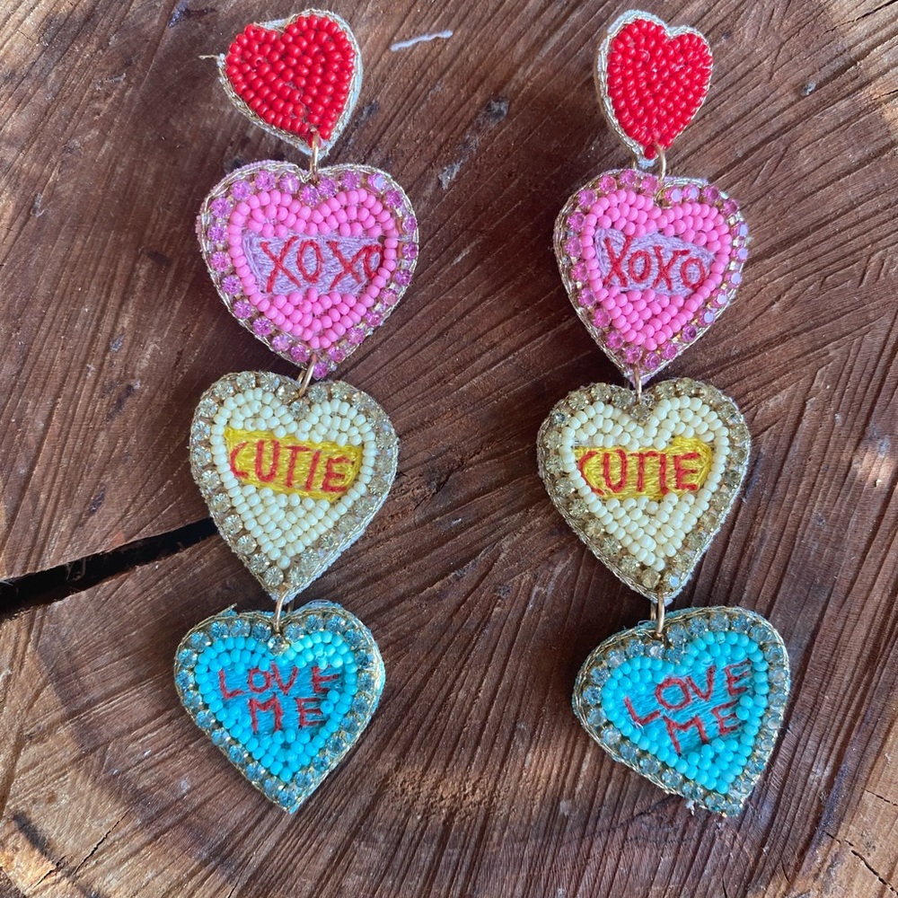 Seed Bead Valentine Earrings